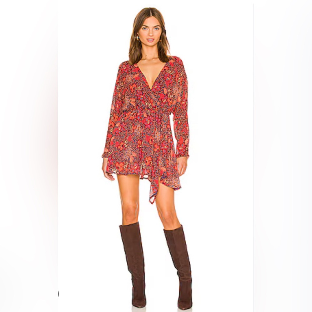 Free People Women's Peach
Combo Floral Long Sleeve
Teegan Mini Dress Size S